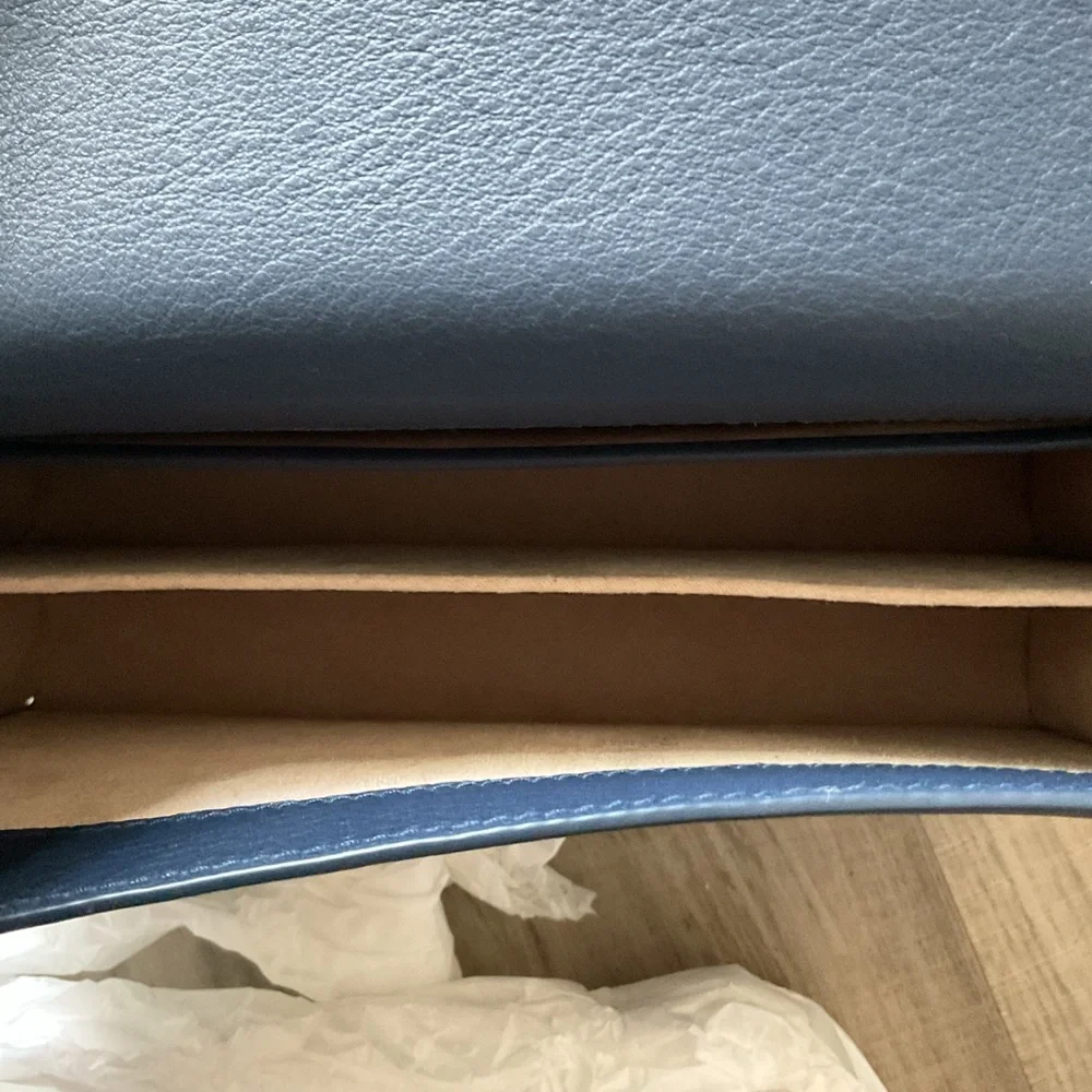 Strathberry Crescent Leather Shoulder Bag in navy - Picture 6 of 7